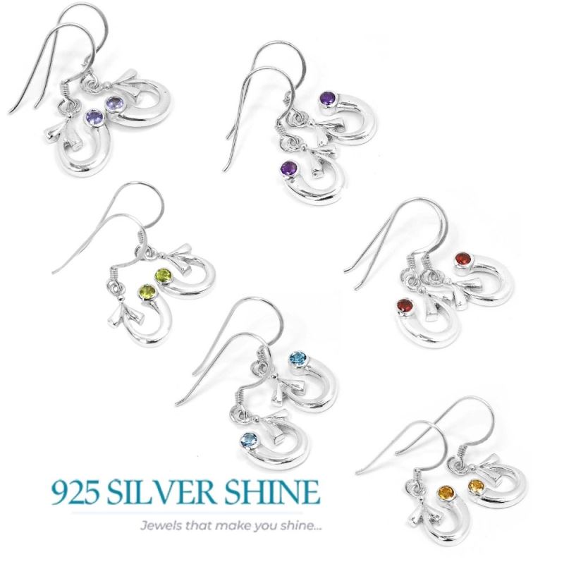 925 Sterling Silver Earrings In Semi Precious Blue Topaz Gemstone 925SE646_1