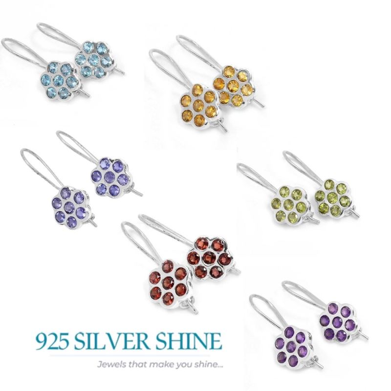 Semi Precious Citrine Gemstone Earrings In 925 Sterling Silver Jewelry 925SE658_1