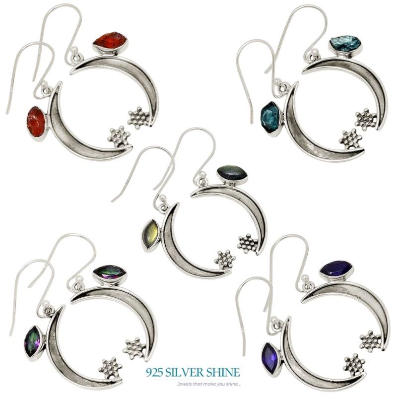 925 Sterling Silver Earrings In Apatite Gemstone Jewelry 925SE679_1