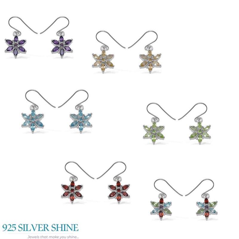 Natural Garnet Gemstone Earrings In Fine 925 Sterling Silver 925SE709_2