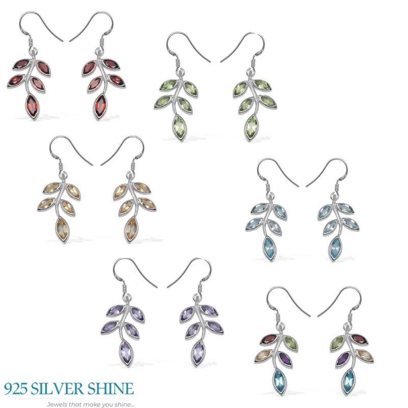 925 Sterling Silver Earrings In Semi Precious Blue Topaz Gemstone 925SE713_2