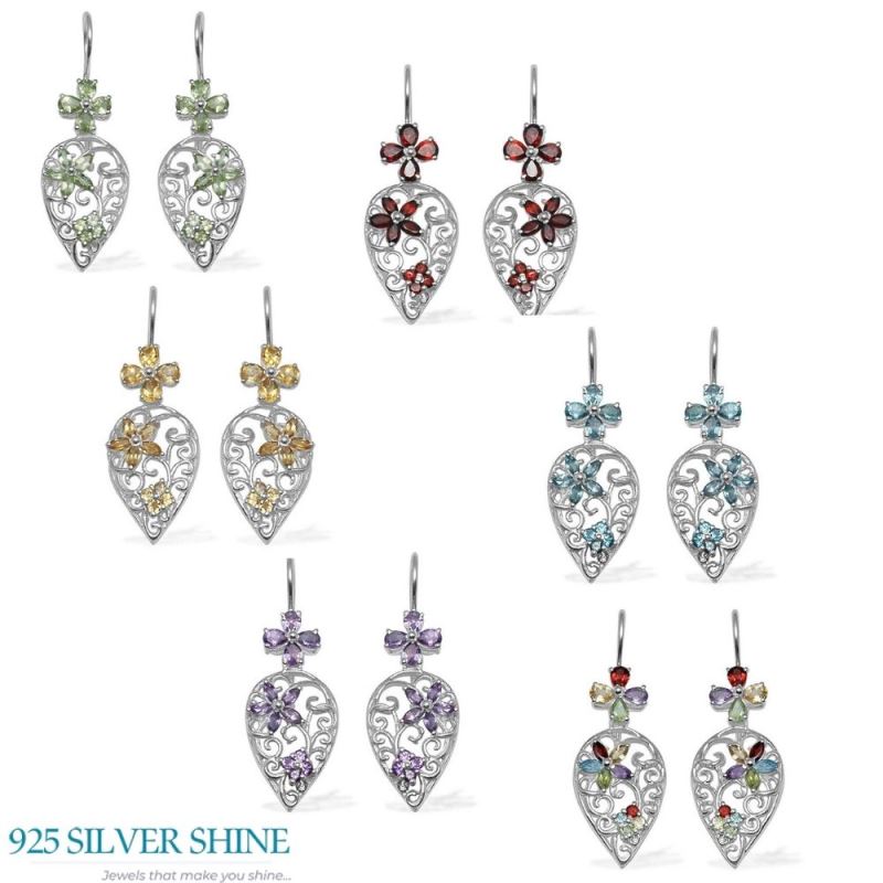 925 Sterling Silver Earrings In Semi Precious Peridot Gemstone 925SE722_2