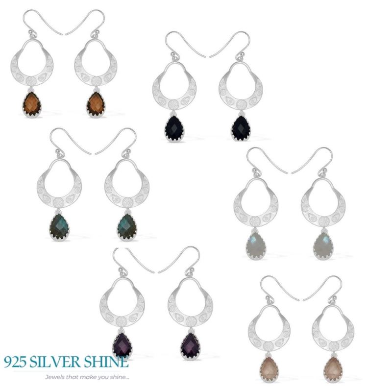 Natural Rose Quartz Gemstone Earrings In 925 Sterling Silver Jewelry 925SE733_1