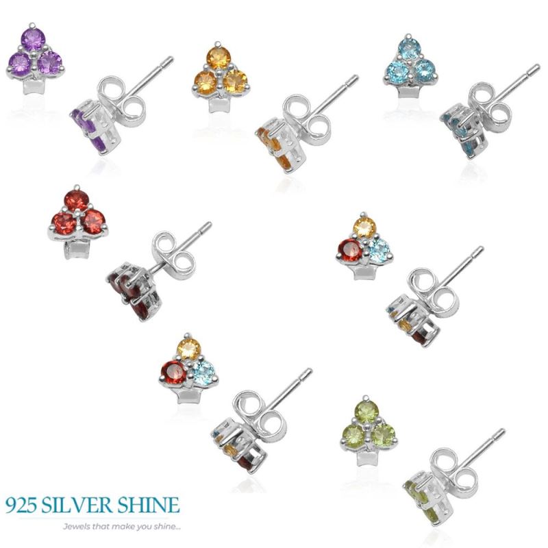925 Sterling Silver Earrings In Multi Gemstone Jewelry 925SE748_1
