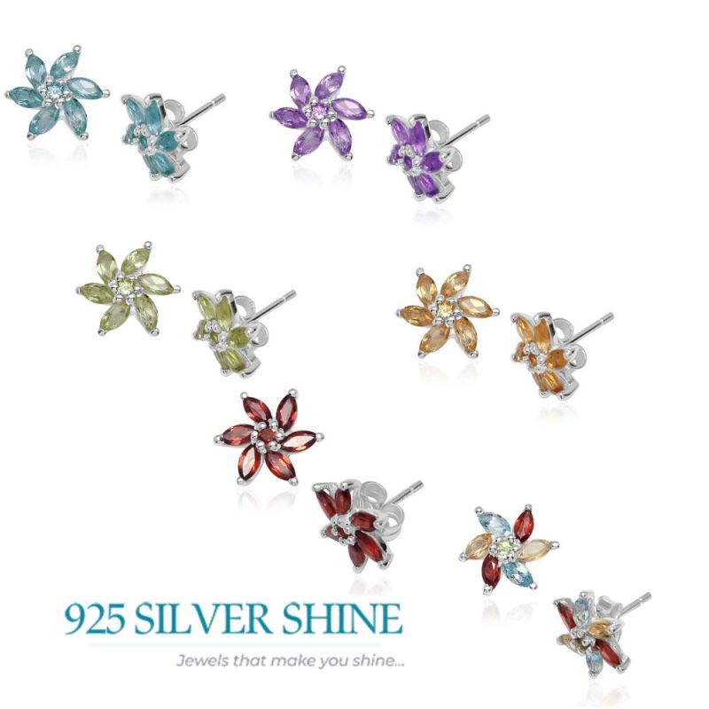 925 Sterling Silver Earrings In Citrine Gemstone Jewelry 925SE751_2