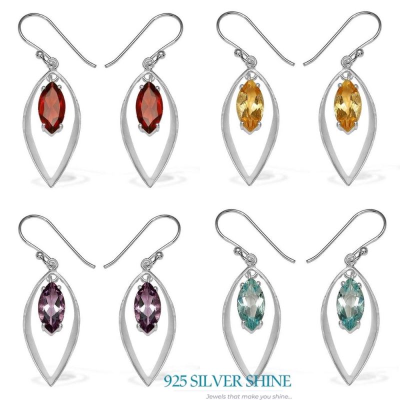 925 Sterling Silver Handmade Earrings In Blue Topaz Gemstone Jewelry 925SE764_2