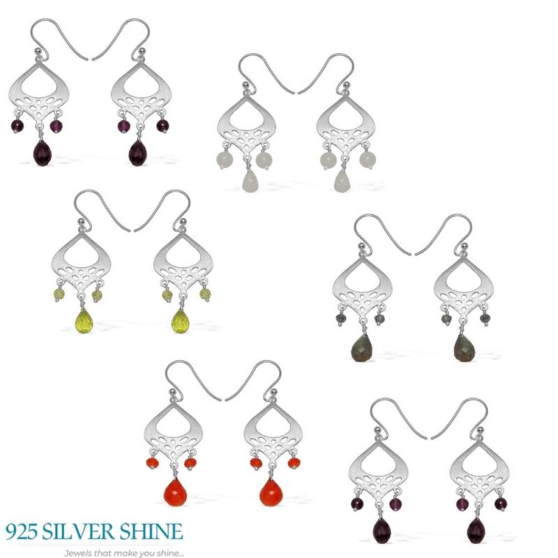 Natural Garnet Gemstone Earrings In 925 Sterling Silver 925SE782_2