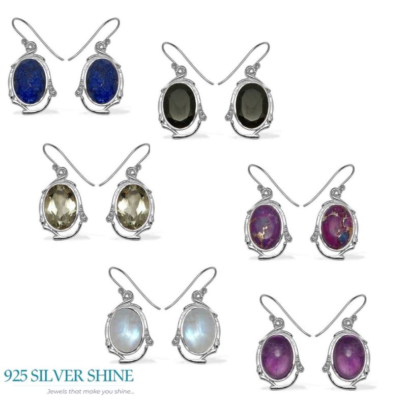 Genuine Rainbow Moonstone Earrings In 925 Sterling Silver 925SE784_2