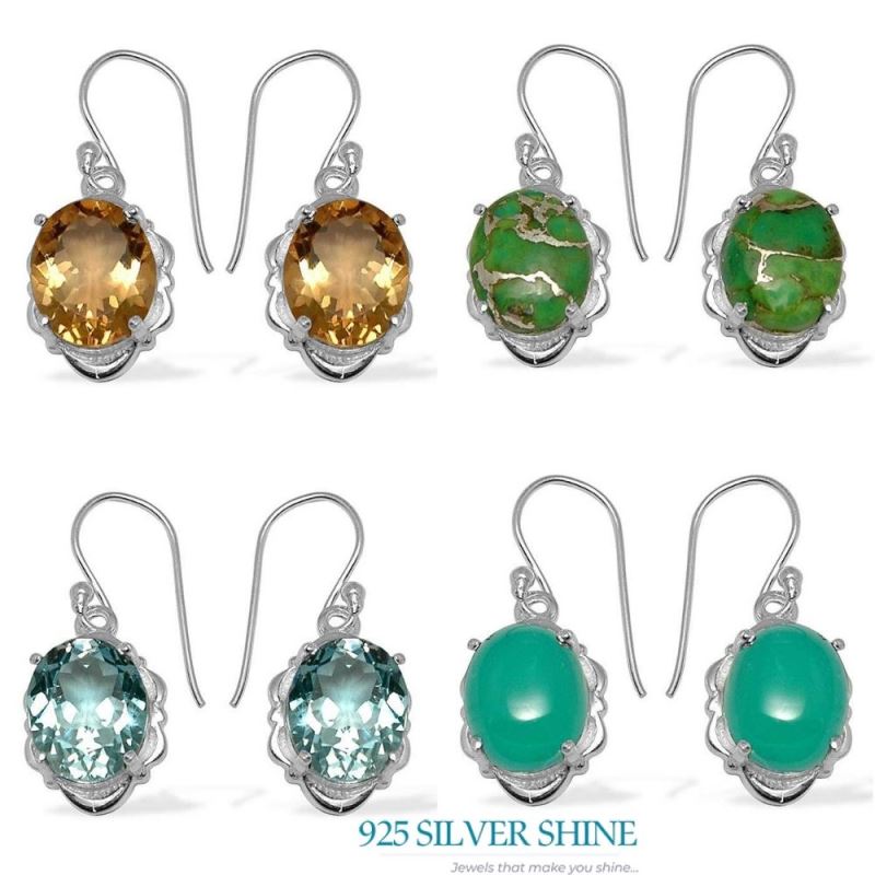 Genuine Green Onyx Gemstone Earrings In Fine 925 Sterling Silver 925SE790_2