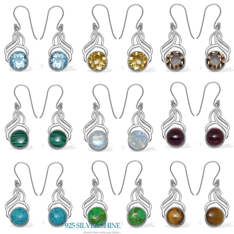 Natural Garnet Gemstone Earrings In 925 Sterling Silver Jewelry 925SE815_2