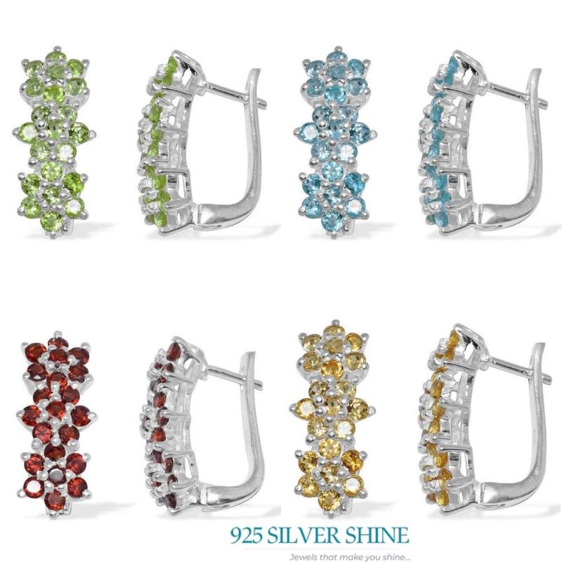 925 Sterling Silver Earrings In Genuine Garnet Gemstone 925SE872_1