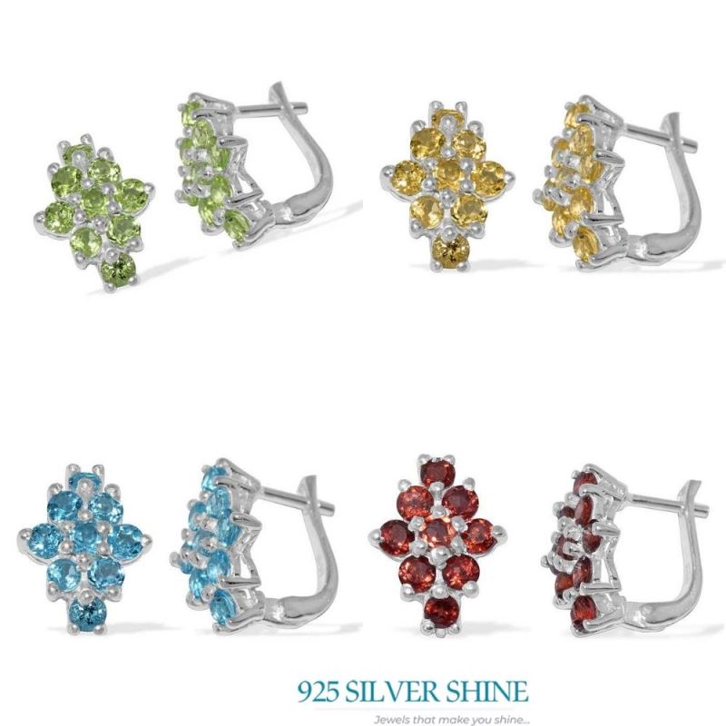 925 Sterling Silver Earrings In Semi Precious Blue Topaz Gemstone 925SE877_2