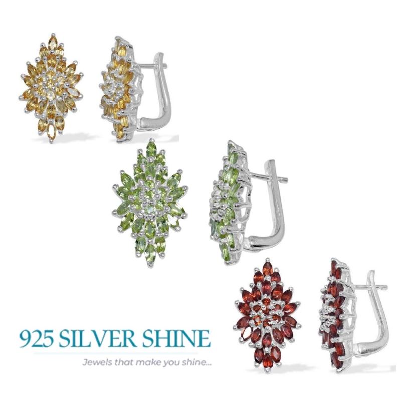 925 Sterling Silver Earrings In Natural Garnet Gemstone 925SE882_2