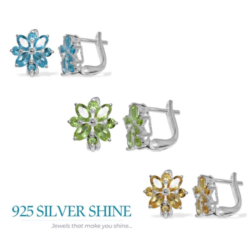 Semi Precious Citrine Gemstone Earrings In 925 Sterling Silver Jewelry 925SE886_2