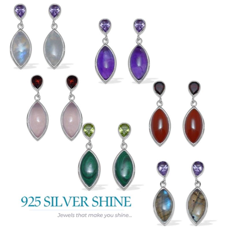 Genuine Multi Gemstone Earrings In 925 Sterling Silver Jewelry 925SE890_2