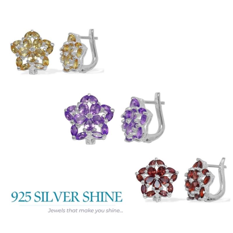 Genuine Citrine Gemstone Earrings In 925 Sterling Silver Jewelry 925SE896_2