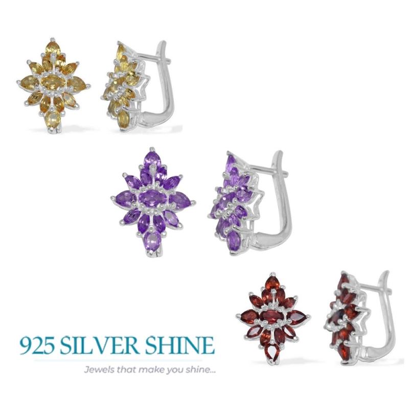 925 Sterling Silver Earrings In Garnet Gemstone Jewelry 925SE898_2