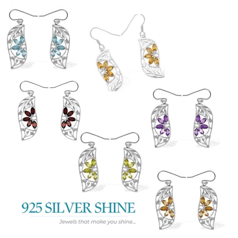 925 Sterling Silver Earrings In Amethyst Gemstone Jewelry 925SE910_1