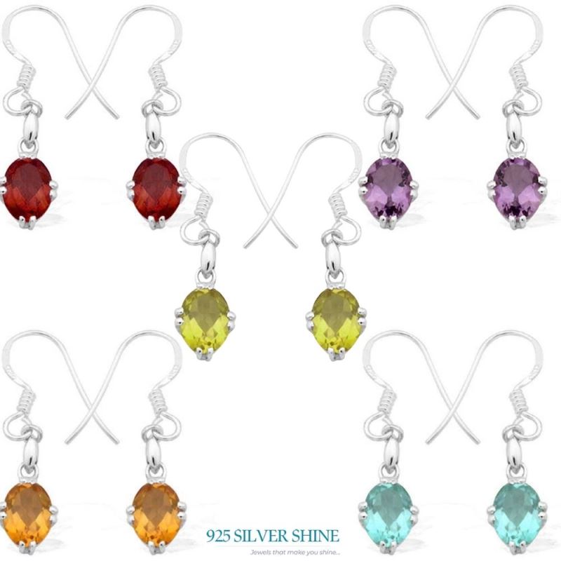 925 Sterling Silver Handmade Earrings In Garnet Gemstone Jewelry 925SE922_1