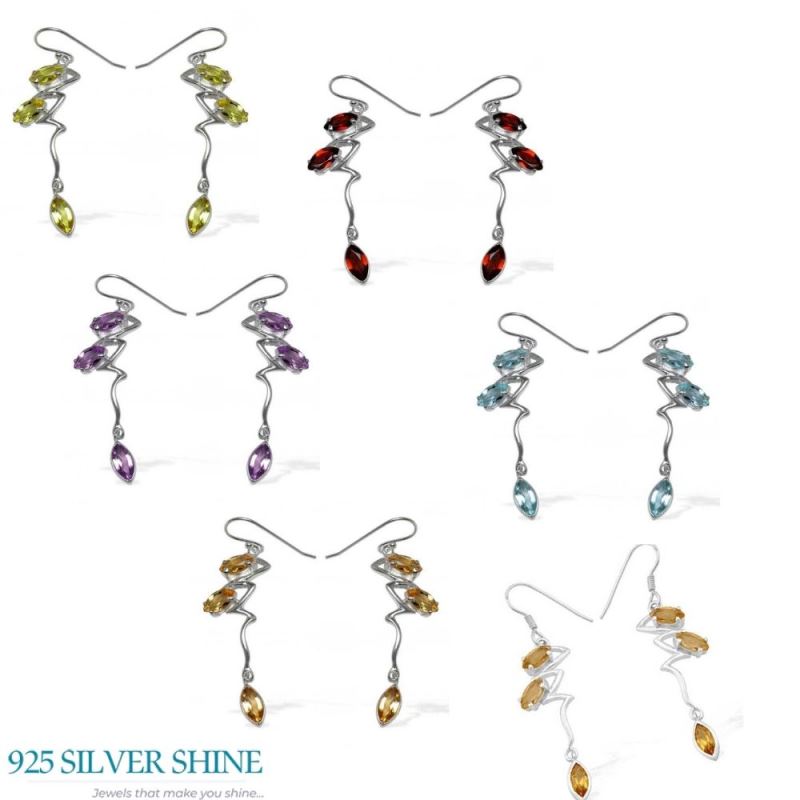 925 Sterling Silver Handmade Earrings In Garnet Gemstone Jewelry 925SE927_1