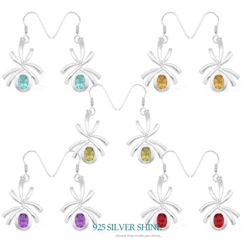 925 Sterling Silver Earrings In Natural Peridot Gemstone 925SE931_1