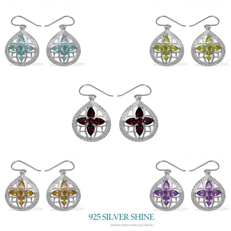 925 Sterling Silver Earrings In Natural Blue Topaz Gemstone 925SE949_2