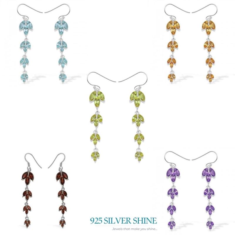 925 Sterling Silver Earrings In Genuine Peridot Gemstone 925SE951_1