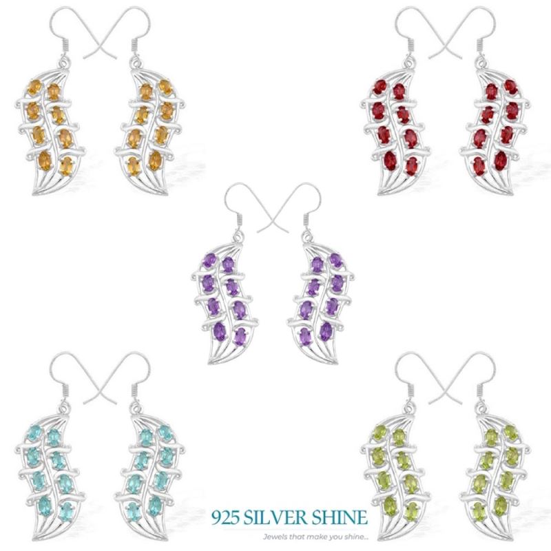 925 Sterling Silver Earrings In Garnet Gemstone Jewelry 925SE977_1