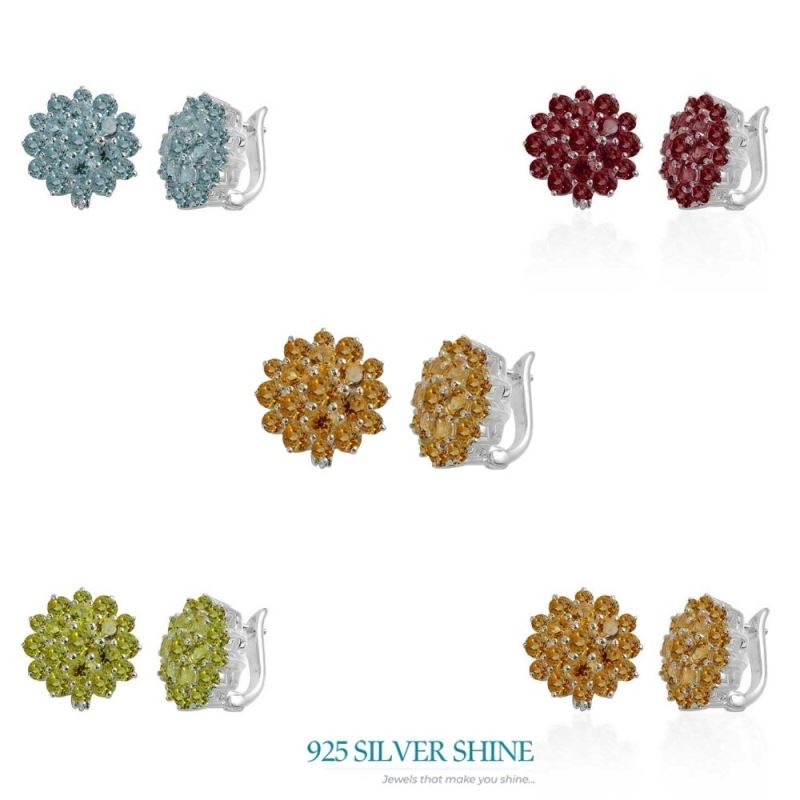 925 Sterling Silver Earrings In Garnet Gemstone Jewelry 925SE996_2