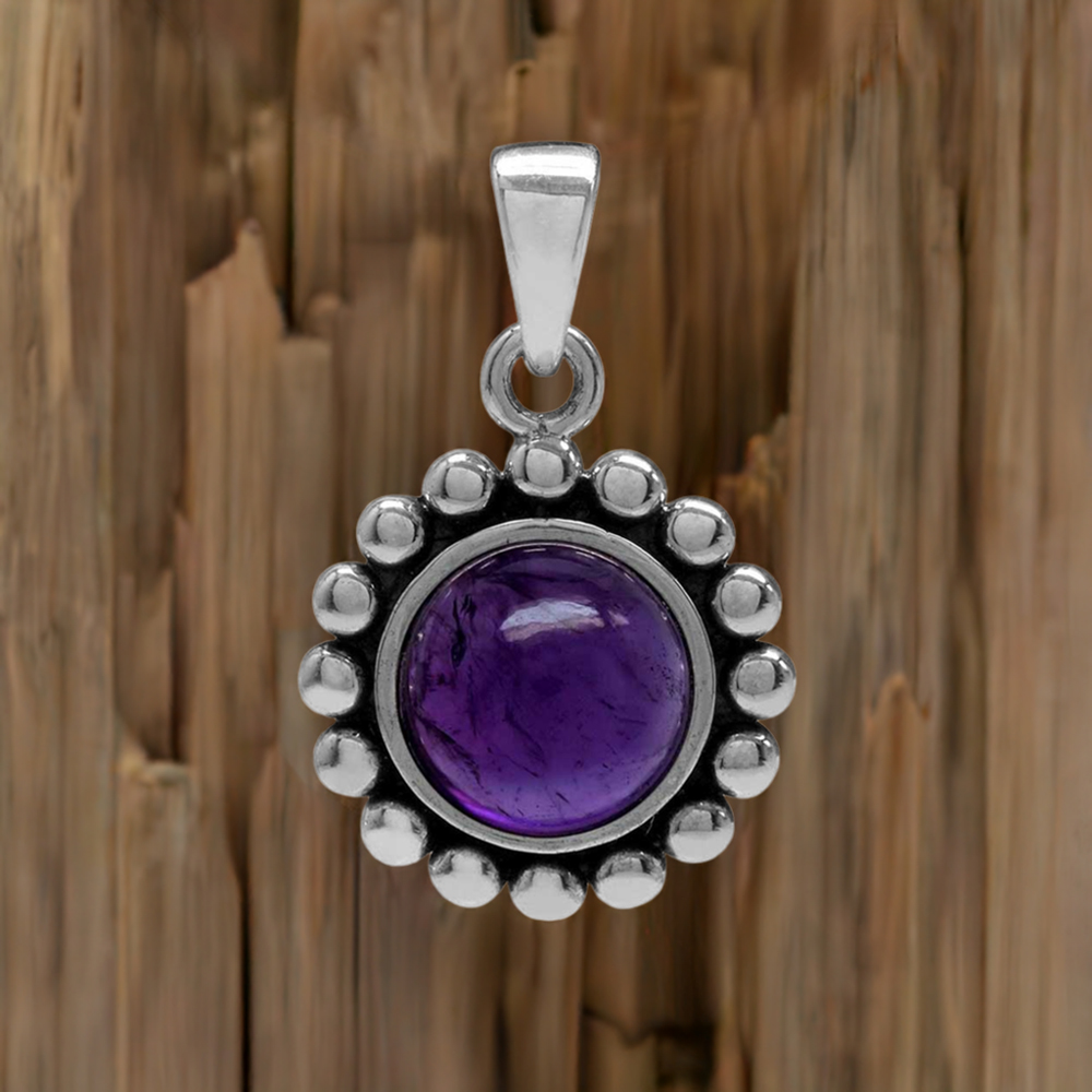 Fine Sterling Silver Pendants In Amethyst Gemstone Jewelry 925SP02-5