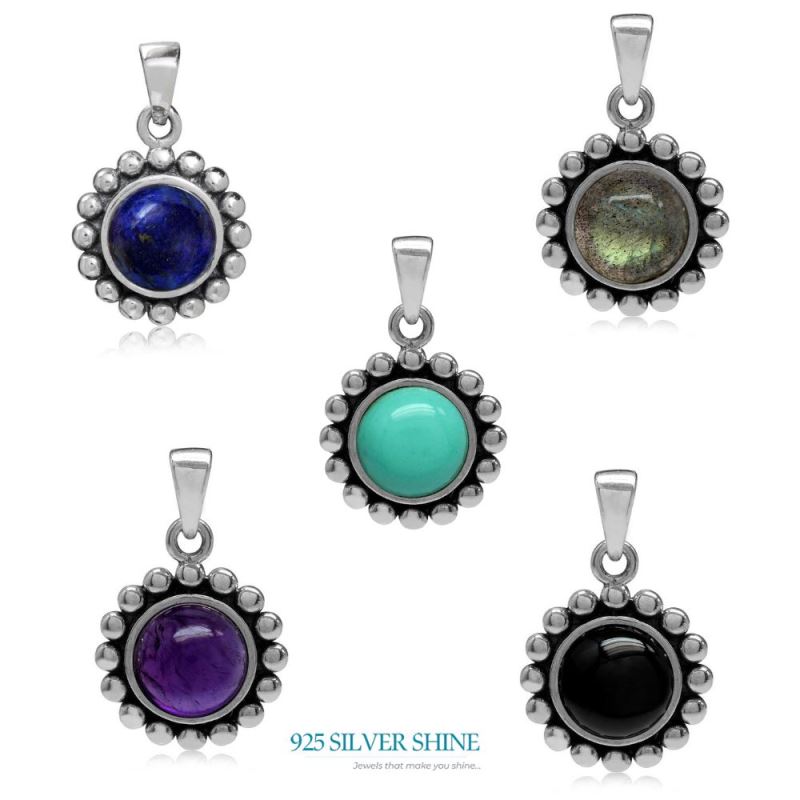 Fine Sterling Silver Pendants In Amethyst Gemstone Jewelry 925SP02-5_4