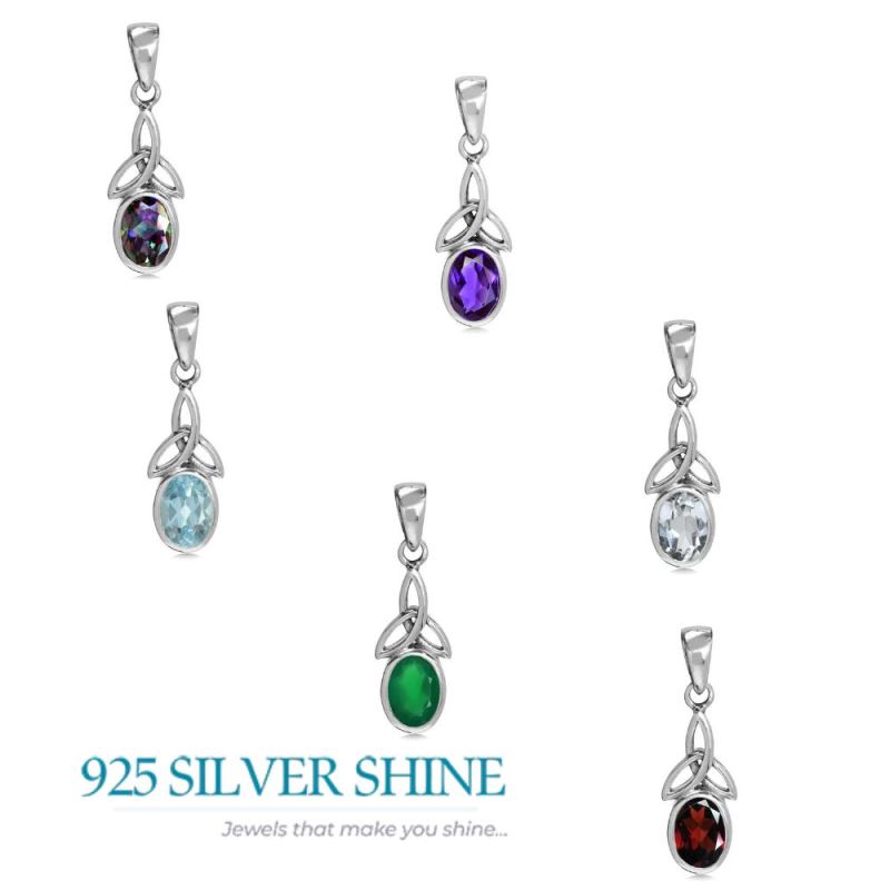 Fine Sterling Silver Pendants In Garnet Gemstone Jewelry 925SP06-2_3
