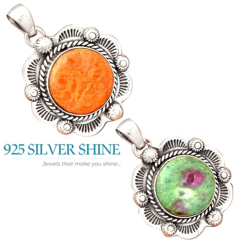 Seraphinite Gemstone Pendants In 925 Fine Silver Jewelry 925SP080-2_4