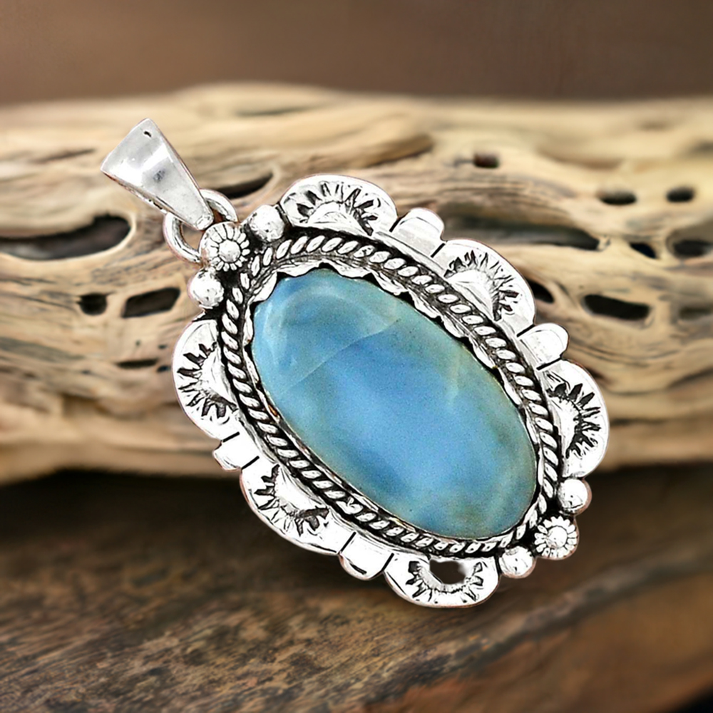 925 Sterling Silver Handmade Pendants In Larimar Gemstone Jewelry 925SP086-5