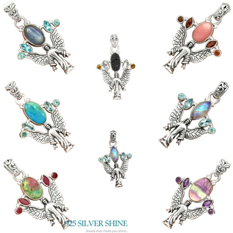 Multi Gemstone Pendants In Solid Sterling Silver Jewelry 925SP089-5_4