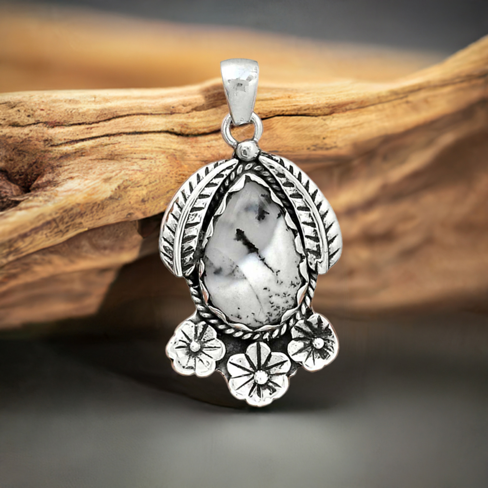 Dendrite Opal Gemstone Handmade Pendants In Solid Sterling Silver Jewelry 925SP091-10