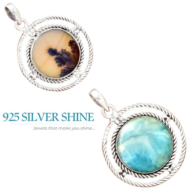 Russian Dendritic Opal Gemstone Pendants In 925 Solid Silver Jewelry 925SP099-2_4