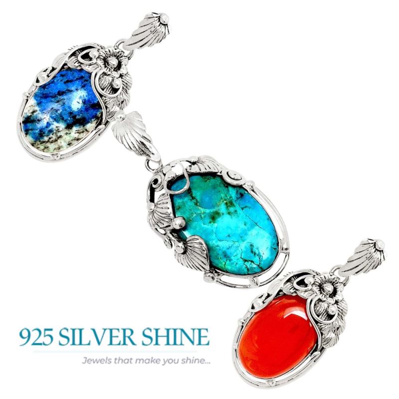 Turquoise Gemstone Handmade Pendants In 925 Sterling Silver Jewelry 925SP102-2_3