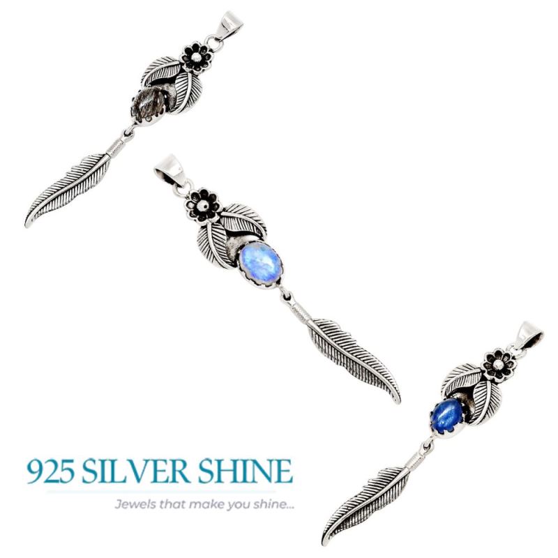 Rainbow Gemstone Handmade Pendants In 925 Sterling Silver Jewelry 925SP104-2_4