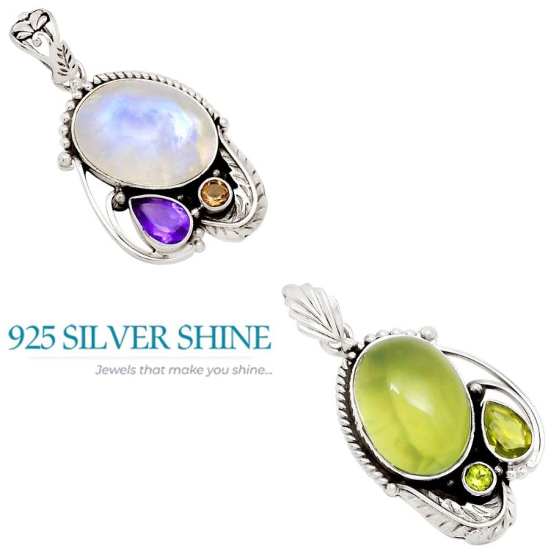 Solid Sterling Silver Handmade Pendants In Multi Gemstone Jewelry 925SP113-2_3