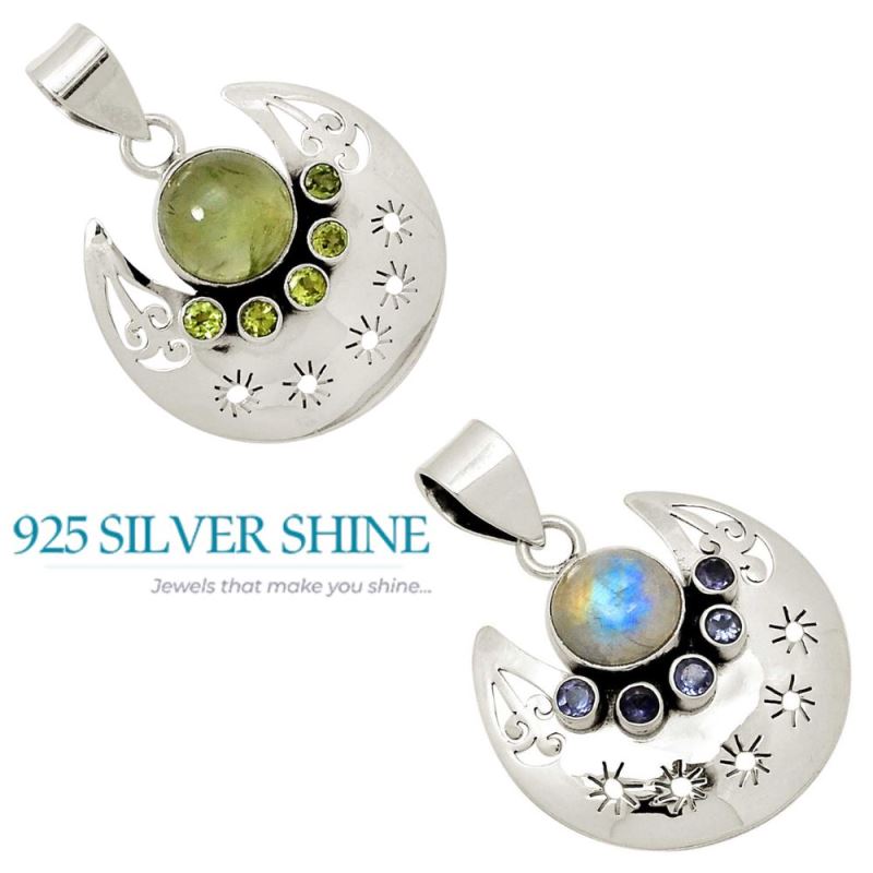 Multi Gemstone Handmade Pendants In 925 Sterling Silver Jewelry 925SP117-1_3
