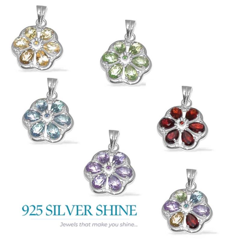 Fine Sterling Silver Pendants In Peridot Gemstone Jewelry 925SP1373_1