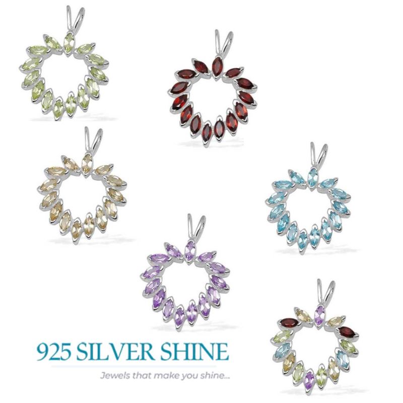 925 Solid Silver Pendants In Garnet Gemstone Jewelry 925SP1379_2