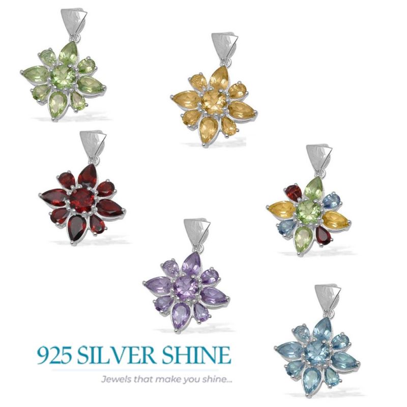 Fine Sterling Silver Pendants In Blue Topaz Gemstone Jewelry 925SP1418_2