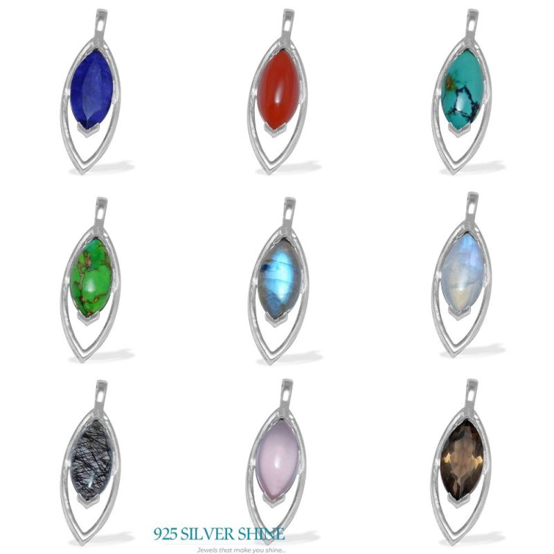 925 Sterling Silver Handmade Pendants In Lapis Gemstone Jewelry 925SP1476_2