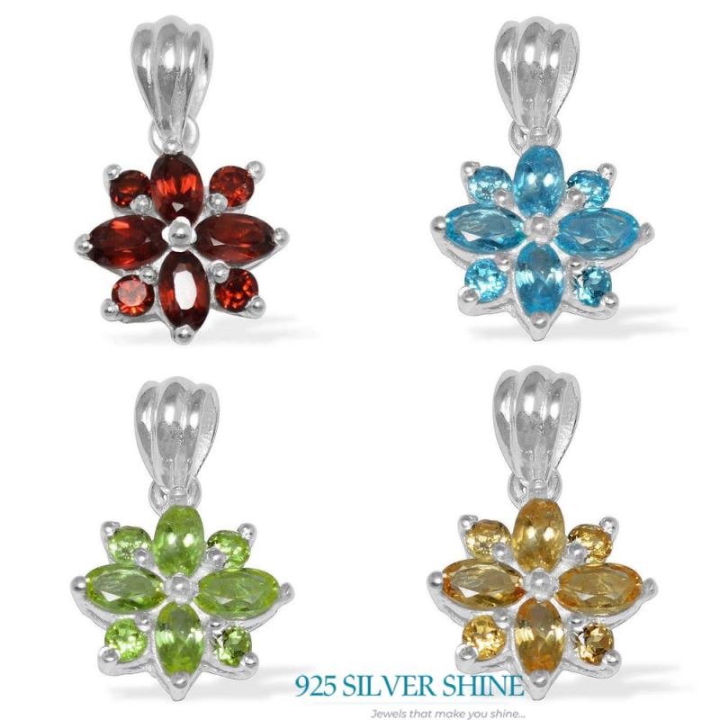 Blue Topaz Gemstone Pendants In Fine Sterling Silver Jewelry 925SP1498_2