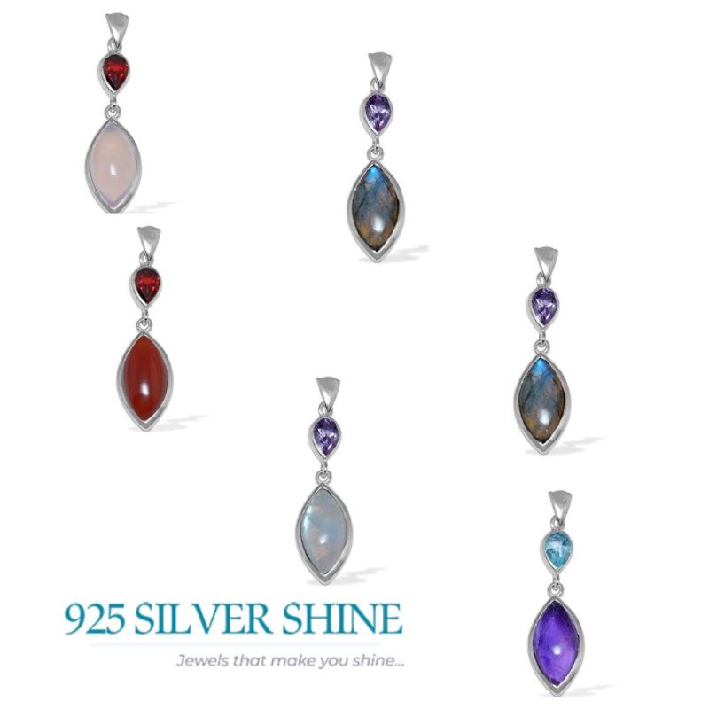 Multi Gemstone Handmade Pendants In 925 Sterling Silver Jewelry 925SP1506_2