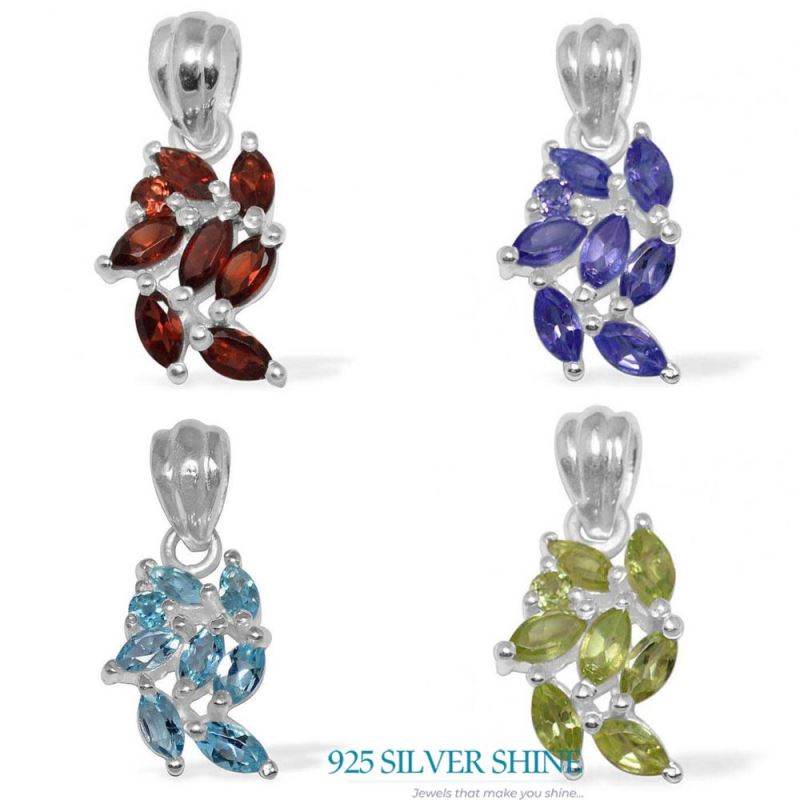 Fine Sterling Silver Pendants In Blue Topaz Gemstone Jewelry 925SP1518_2