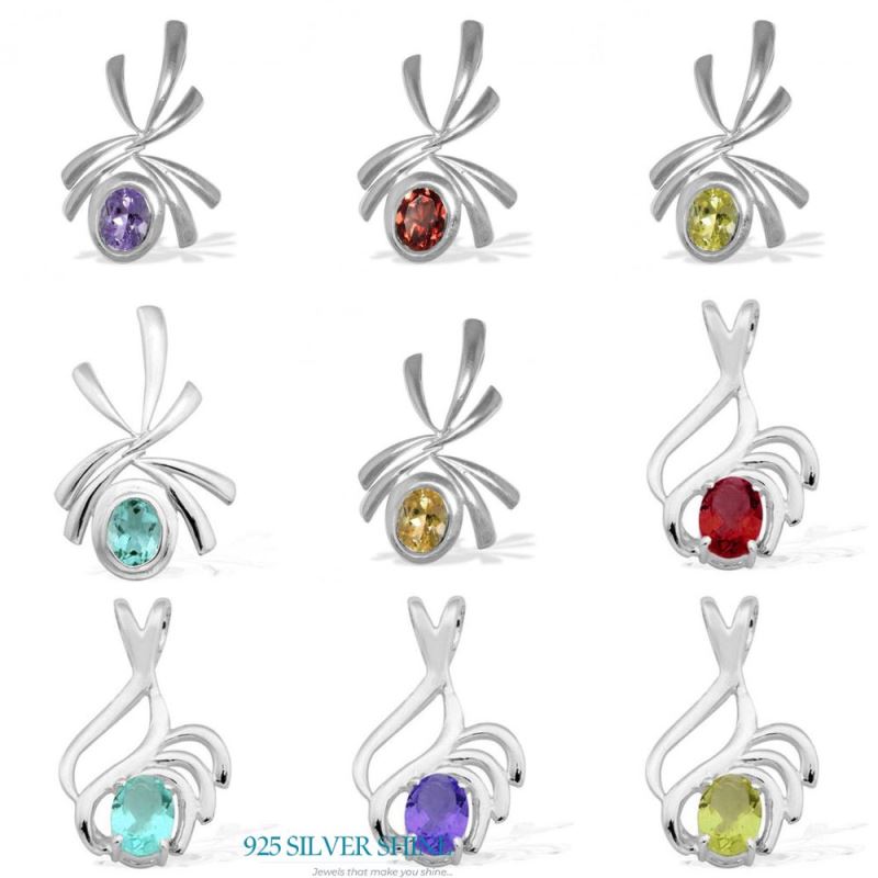 Fine Sterling Silver Pendants In Lemon Quartz Gemstone Jewelry 925SP1528_1
