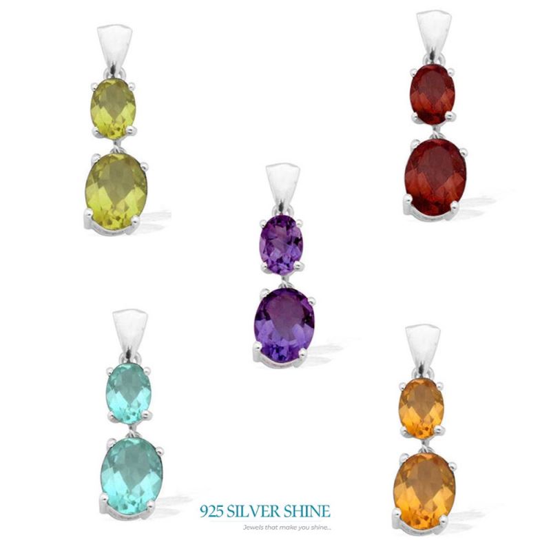 Garnet Gemstone Pendants In 925 Solid Silver Jewelry 925SP1549_1
